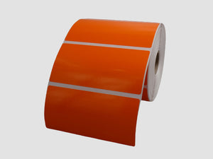 Zebra Kunststof Etiketten - 100x50mm - Oranje - rol à 1.000 stuks - Permanent - Met boorgat