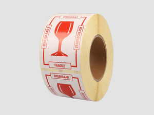 Zebra Etiketten - Paperlabels - Breekbaar Rood - 74x105mm - rol à 1.000 stuks - Permanent